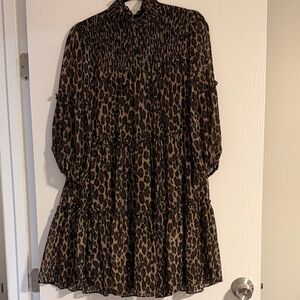 Leopard Print Long Sleeve Dress